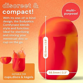 Bodyotics Menstrual Disc Sterilizer & Cup Wash Case - Red & Orange | Portable Cleaner, Carry and Storage Container for Reusable Period Discs and Cups
