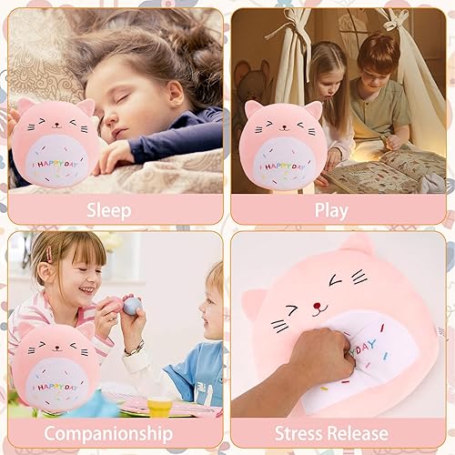 Miniatura 6 de Cexsilicon Almohada de peluche de gato de 11 pulgadas, lindo juguete de peluche de gato, suave juguete de peluche de gato rosa Kawaii para niñas,