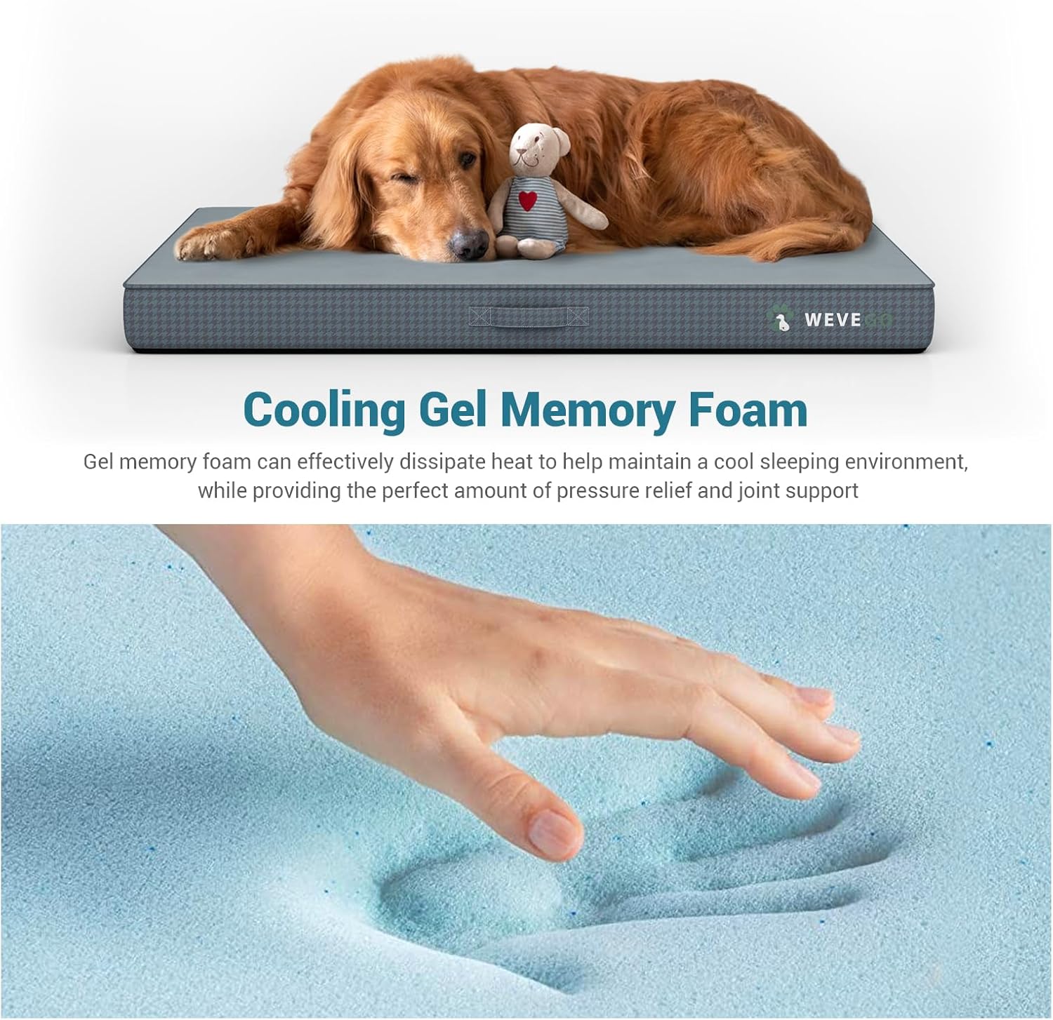 Orthopedic Dog Bed for Large Dogs, 3.5-inch Thick Gel Memory Foam Support with Durable Flannel Fabric Dog Beds, Removable Cover & Waterproof Liner with Non-Slip Bottom Pet Bed, 41*29*3.5 inch