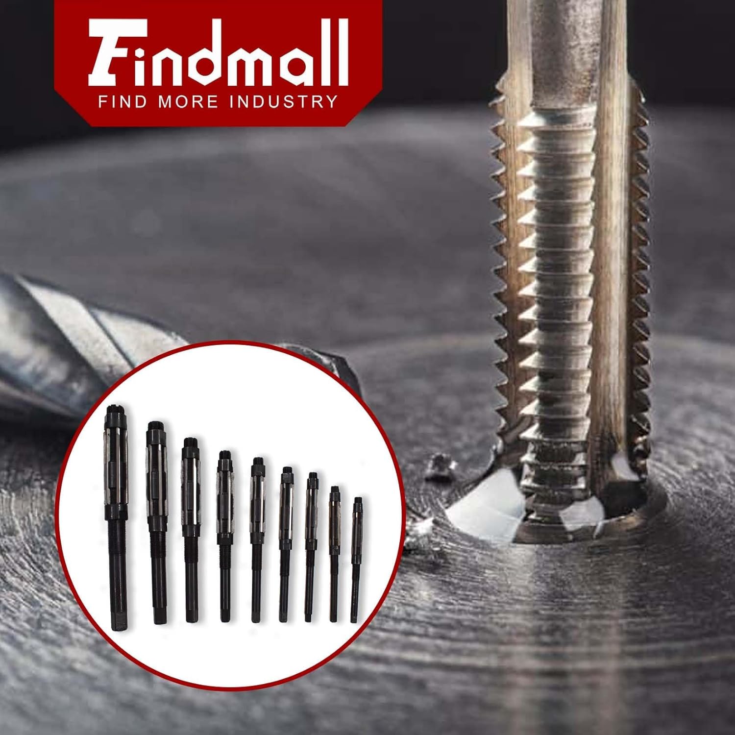findmall 9 Set High Speed Steel Adjustable Hand Reamers 11.75mm-29.5mm Fit for Drilling Machine and Other Machine, Metric