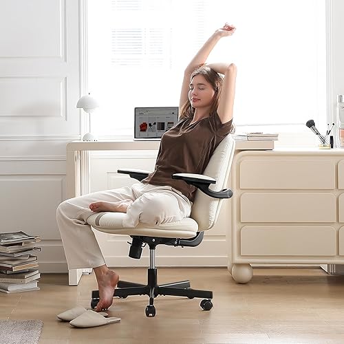 Miniatura 2 de LEAGOO Silla de oficina en casa con reposabrazos (PU-Leather con pies negros1)