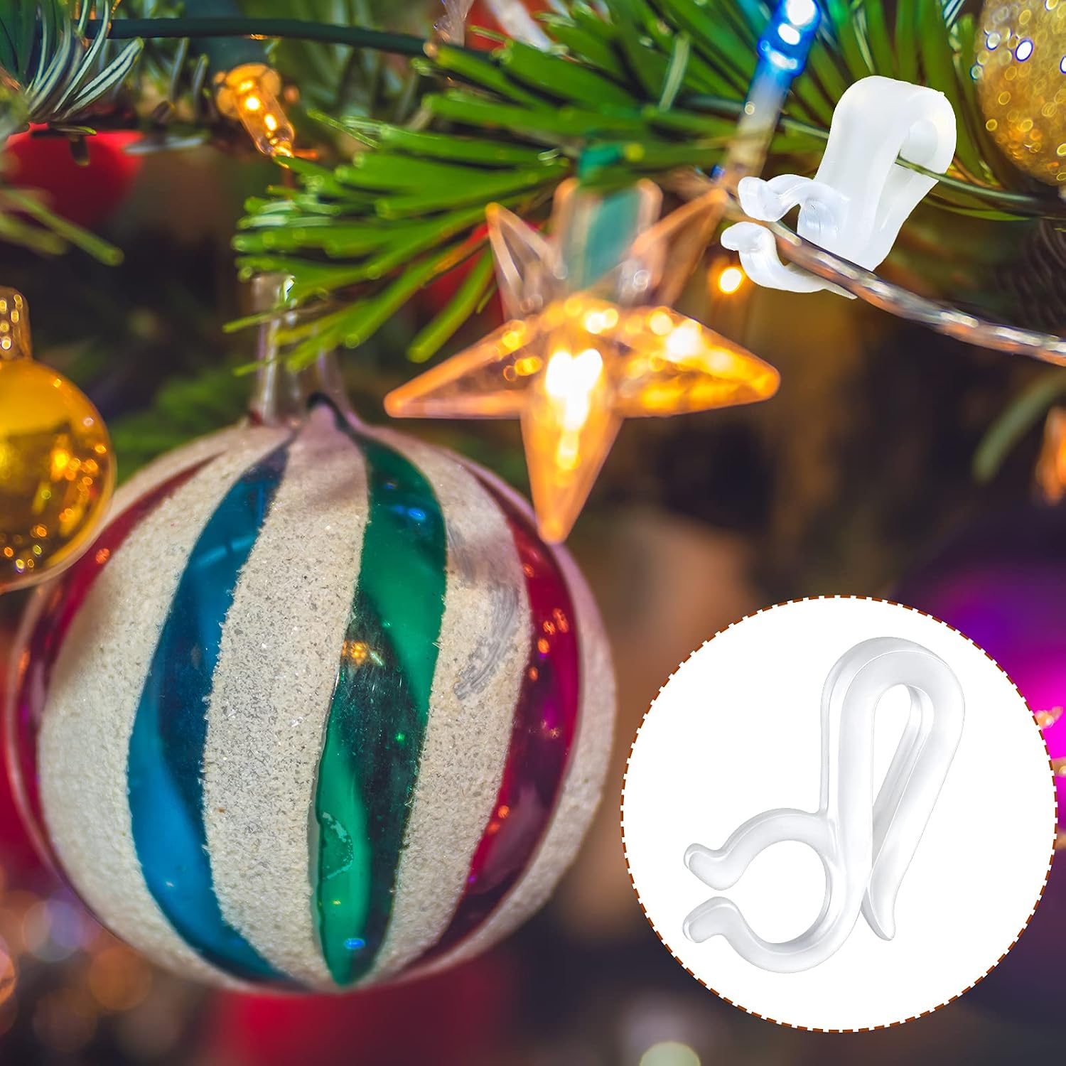 500 Pieces Christmas Gutter Clips for Hanging Outdoor Lights Christmas Light Mounting Clips Plastic Gutter Light Clips Christmas Light Hooks for Holiday Light Bulb Weatherproof Xmas Home