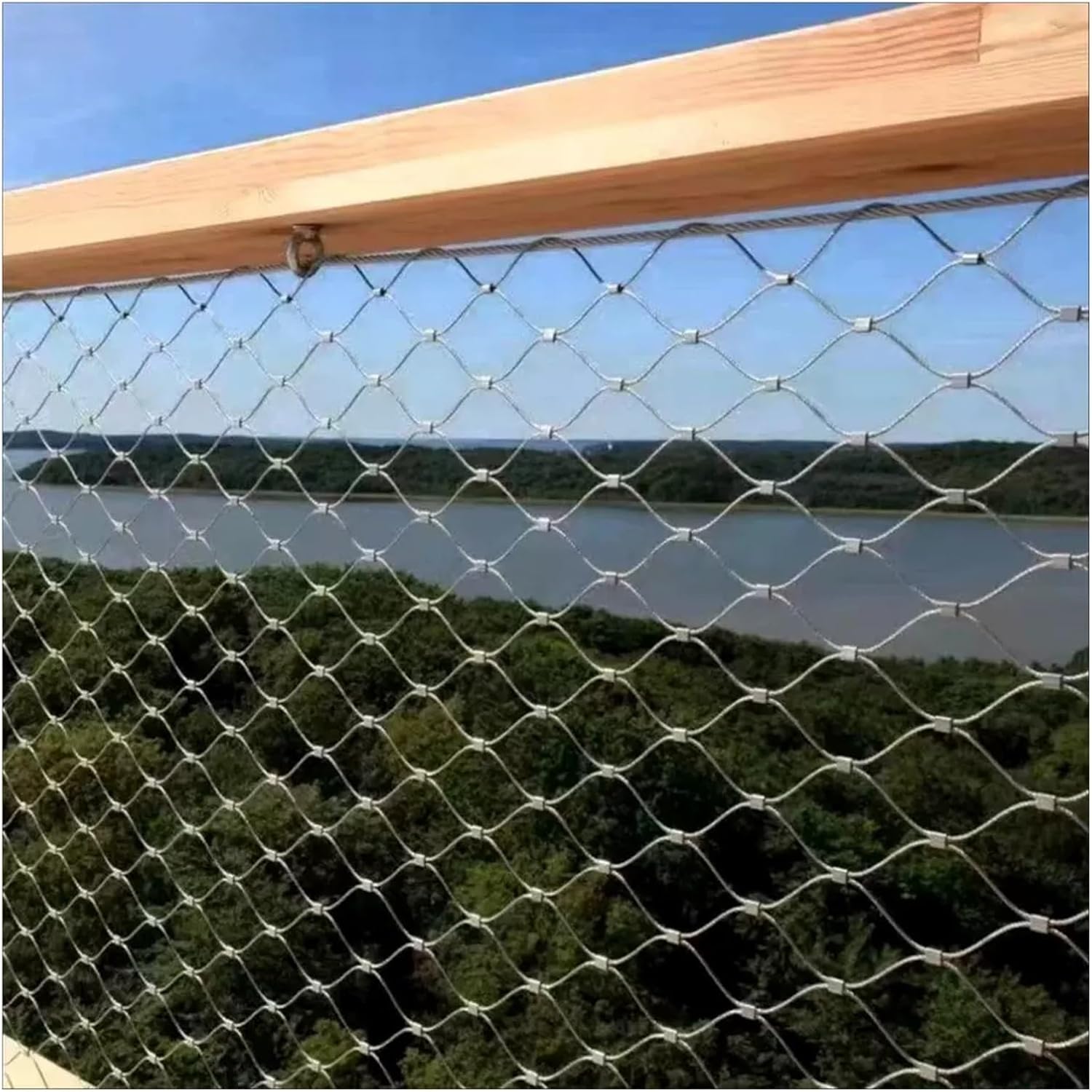 Stainless Steel Garden Netting Balcony Protection Net Flexible Stainless Steel Rope Mesh Animal Poultry Cage Net Anti Fall Safety Mesh DIY Bars(3.3x13.1ft(1x4m))