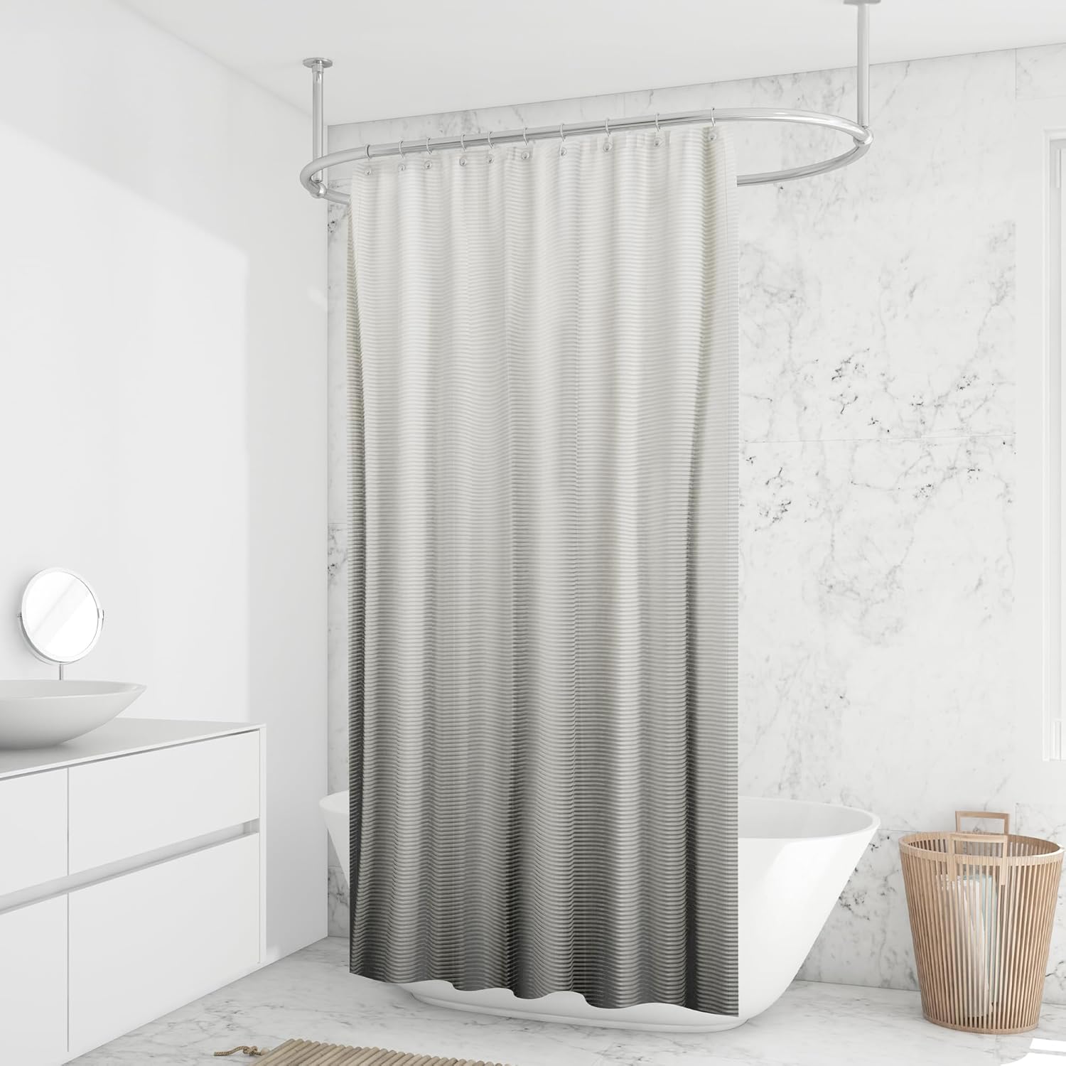 Anko PEVA Bathroom Shower Curtain with 12 Rings Heavier Quality