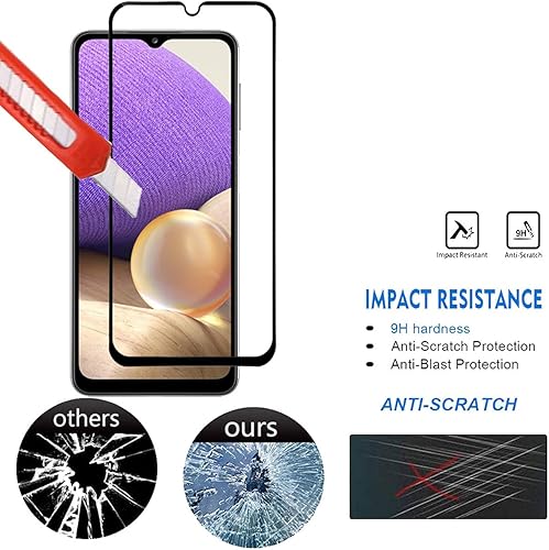 Miniatura 2 de VIESUP Protector de pantalla de vidrio templado para Samsung Galaxy A32 5G, 2 unidades, antiarañazos, dureza superior, sin burbujas, protector