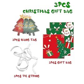 Large Christmas Gift Bags, 3PCS 56X 36 Jumbo Extra Large Gift Bag, XL Christmas Bags for Wrapping Oversized Giant Huge Gifts, Xmas Santa Big Holiday Gift Bag, XXL Plastic Gift Bags for Presents