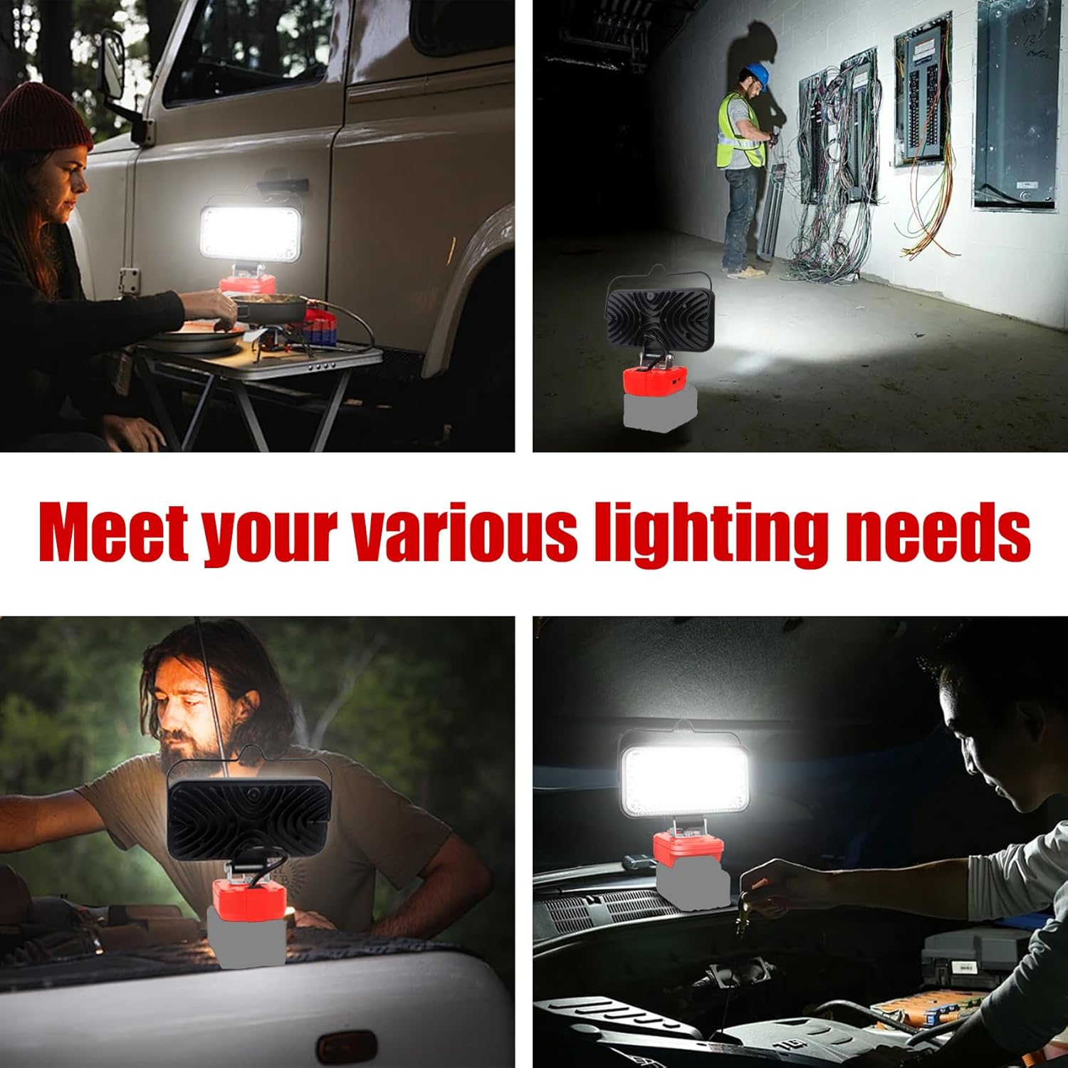 Cordless LED Work Light Compatible with Milwaukee18V m18 Battery Light,100W 9000LM Flashlight with Low Voltage Protection, USB & Type-C for Job Site Lighting, Camping (No Battery)