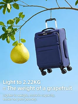 LIGHTGO 24 Softside Suitcase, Expandable, TSA Lock, Spinner Wheels | Water-resistant polyester softside case, expandable 66-76L at 2.22kg; ideal for week-long holidays & family trips