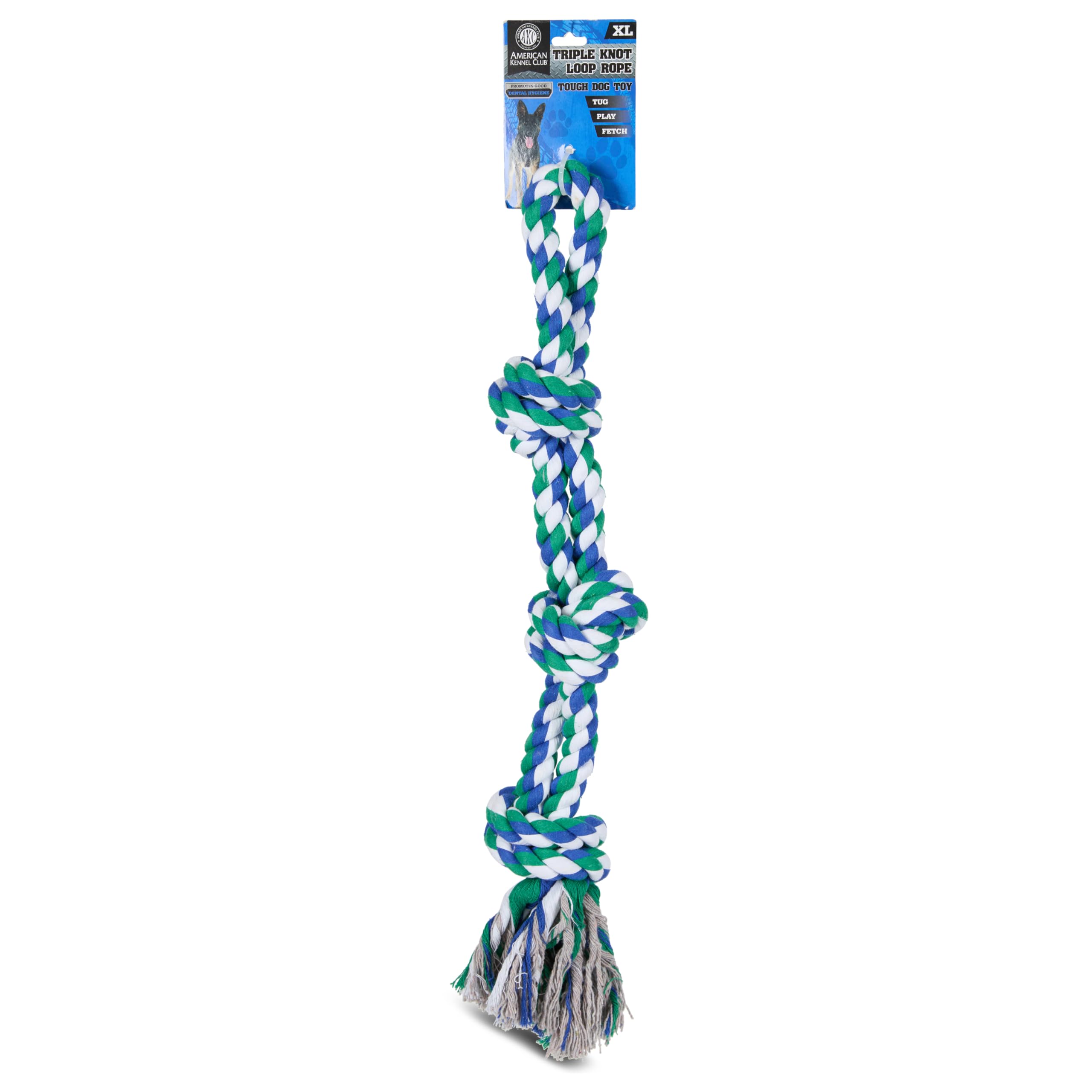 AMERICAN KENNEL CLUB AKC XL Rope Tug Toy – Heavy-Duty 3 or 6 Knotted Dog Rope – Durable Chew & Tug Toy for Large Dogs – Promotes Dental Health