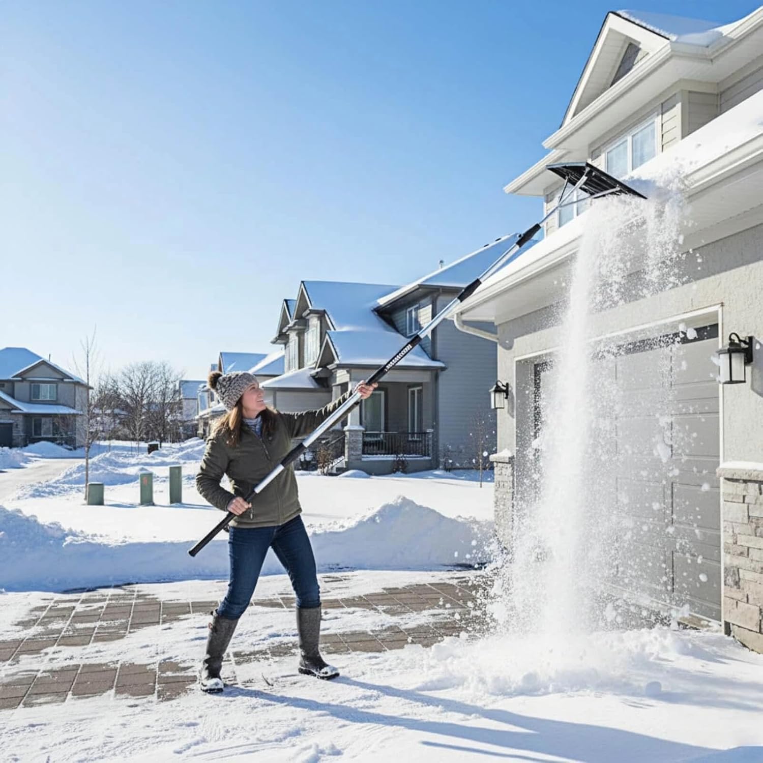 Aluminum Snow Rake – Adjustable 6.2–21 ft Lightweight Roof Tool for Solar Panels & Gutters, Senior‑Friendly Snow Removal