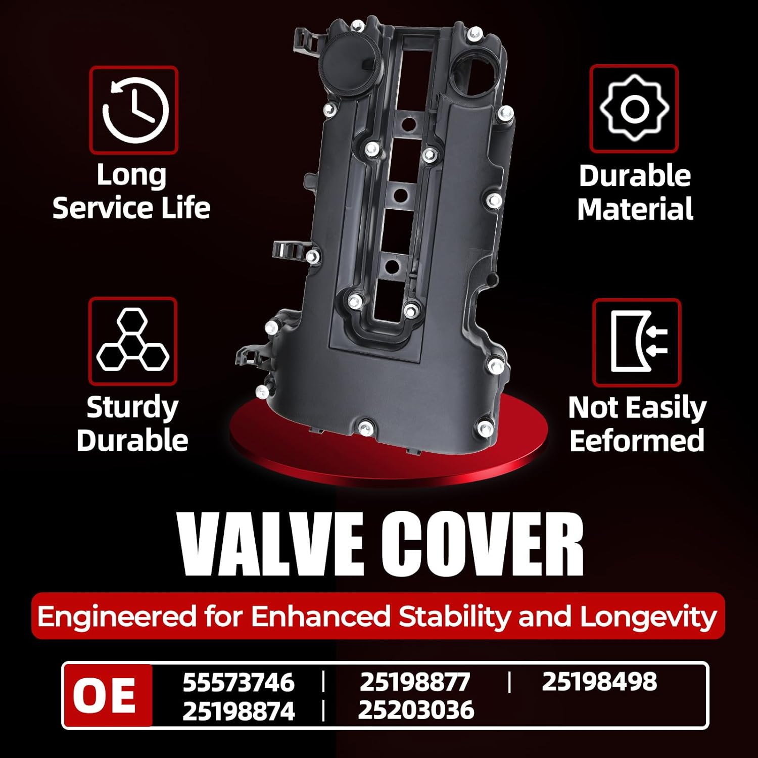 MITZONE Engine Valve Cover Compatible with 2011-2019 Chevy Cruze Sonic Volt Trax Buick Encore Cadillac ELR 1.4L Turbo Replace# 55573746 25198498 264-968