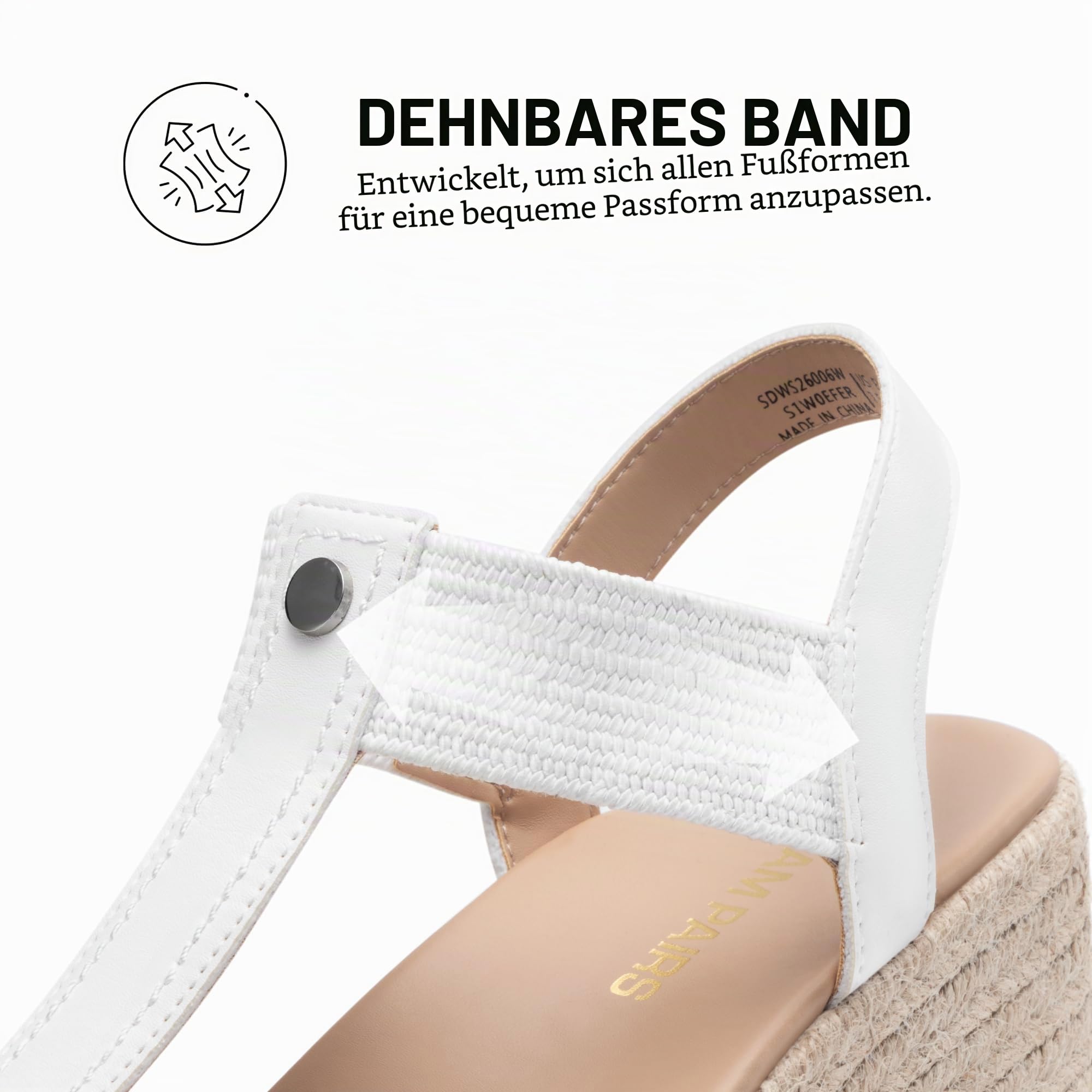 DREAM PAIRS Damen Keilsandalen Offene Espadrille Sandalen mit T-Riemchen, bequeme Plateau-Keile mit Fußgewölbestütze für Freizeit & Strand Sommer Schuhe