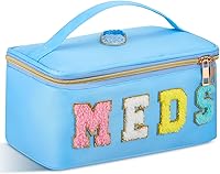 Vista 10 de Geetery Bolsa de Maquillaje Transparente de Chenilla con Letras, Bolsa para Medicamentos, Estuches de Viaje Preppy con Parche y Cremallera, Estuche