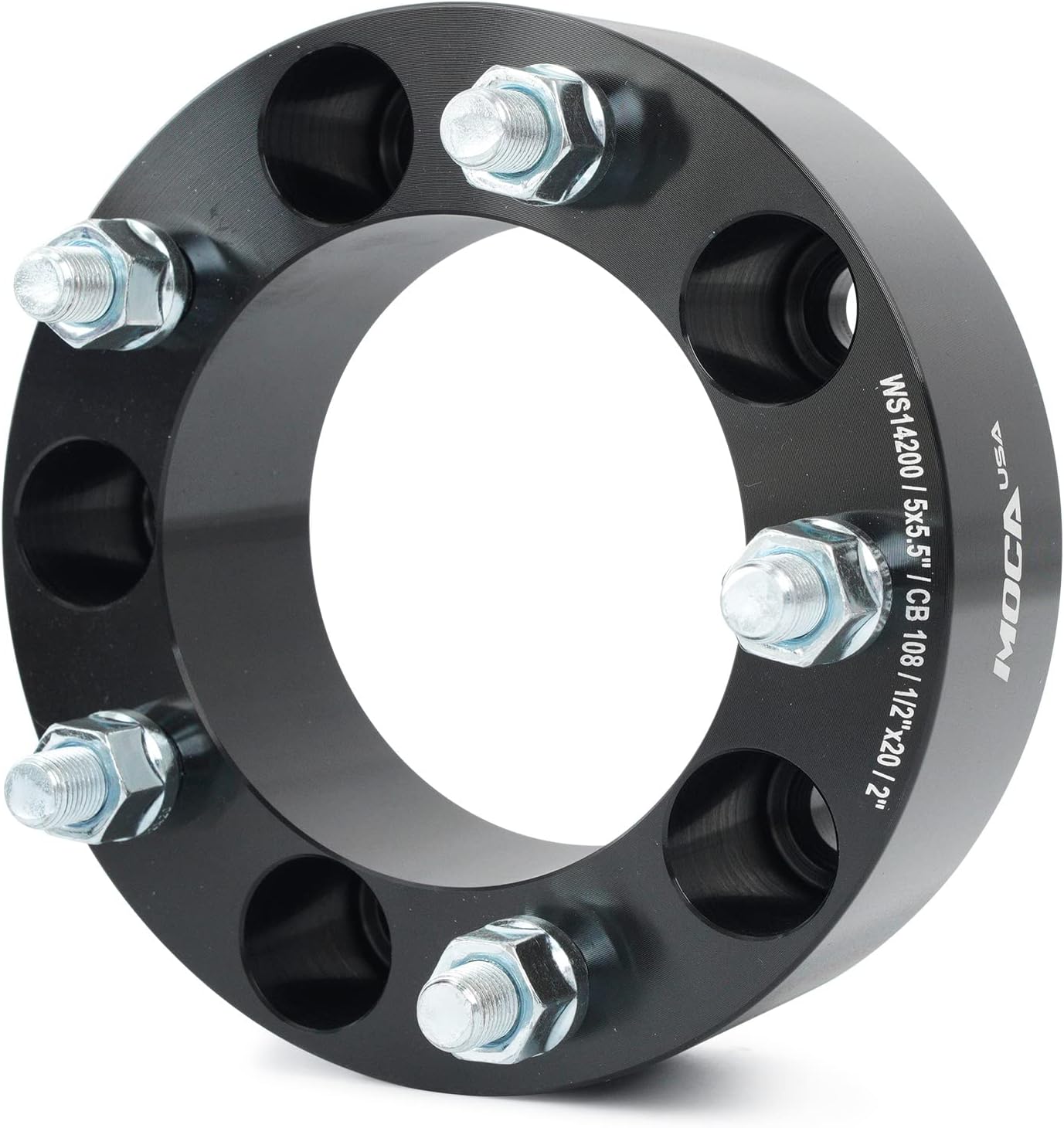 MOCA 5x5.5 to 5x5.5 Wheel Spacers Fits for Jeep 1963-1966 CJ3, 1964-1983 CJ5, 1964-1975 CJ6, 1976-1986 CJ7, for Suzuki 1989-1997 Sidekick, 1999-2004 Vitara, 50mm Thread Pitch 1/2" x20 4PCS, Black