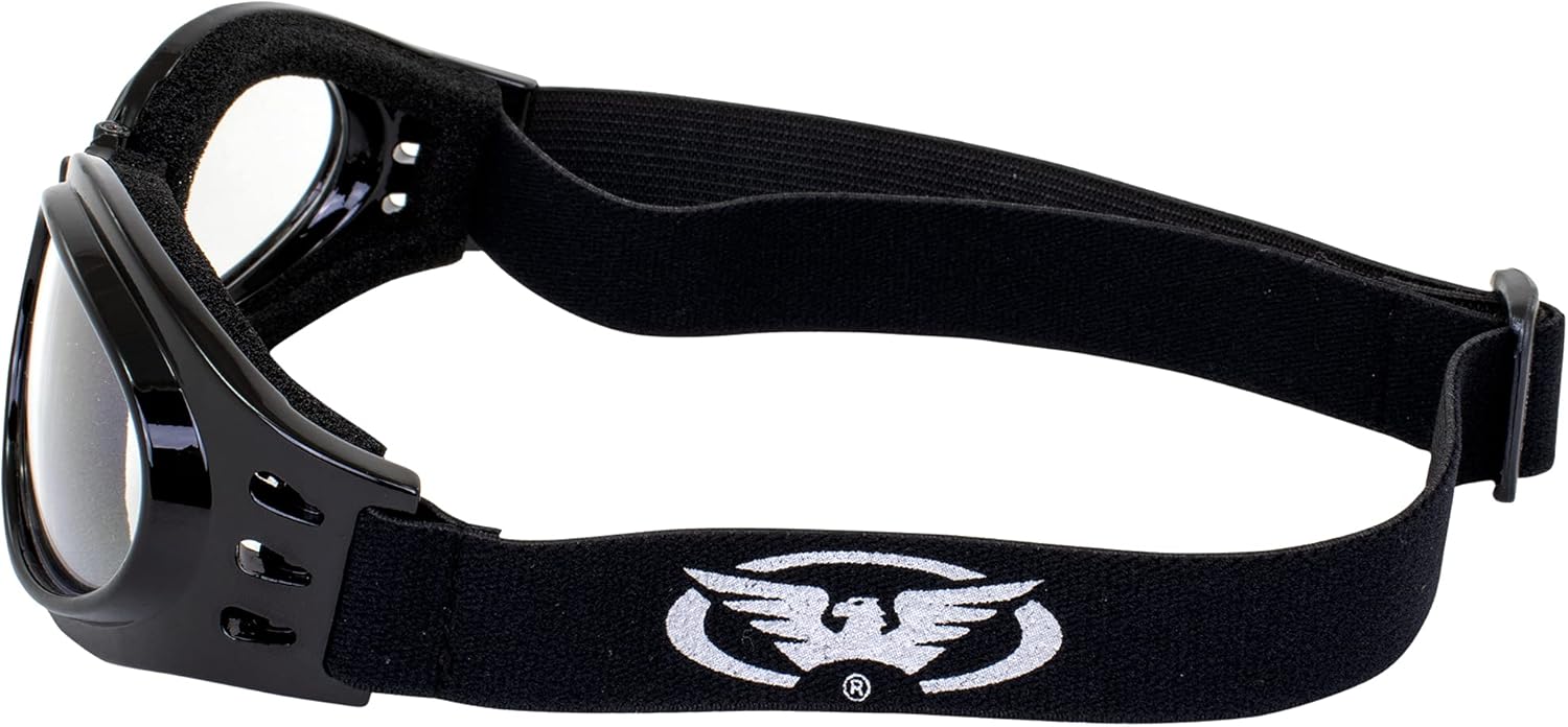 Global Vision 3 Burning Man Motorcycle Goggles That Fold for Easy Storage Clear Smoked Yellow Mirrored Burning Man