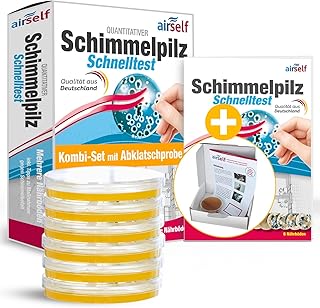 Schimmeltest Kombi "Abklatsch" – Schimmelpilz Schnelltest für die Raumluft & Laboranalyse eines Abklatschtests der Wand