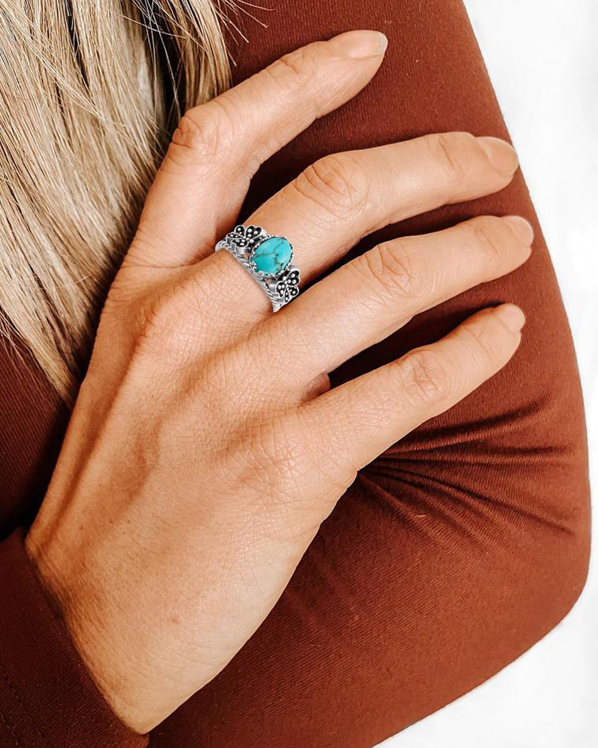 Genuine Turquoise Butterfly Rings, Sterling Silver Boho Nature Native American Western Jewelry Gemstone Ring Birthday Gift