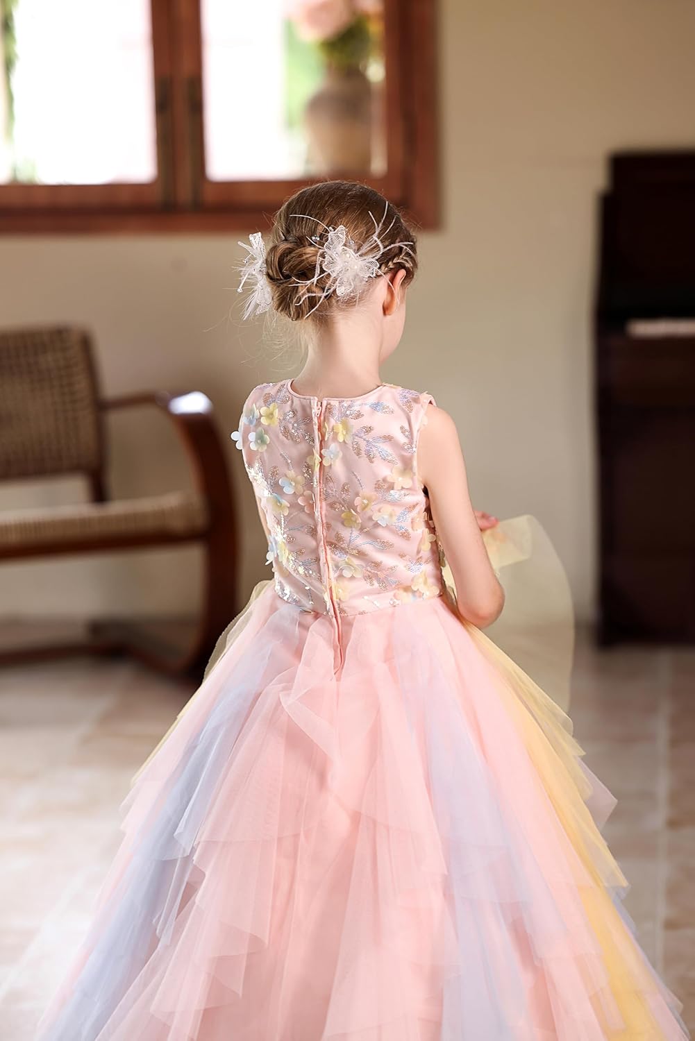 Girls Flower Girl Dress Princess Pageant Birthday Party Fancy Summer Wedding Dance Tween Girls Dresses Gowns
