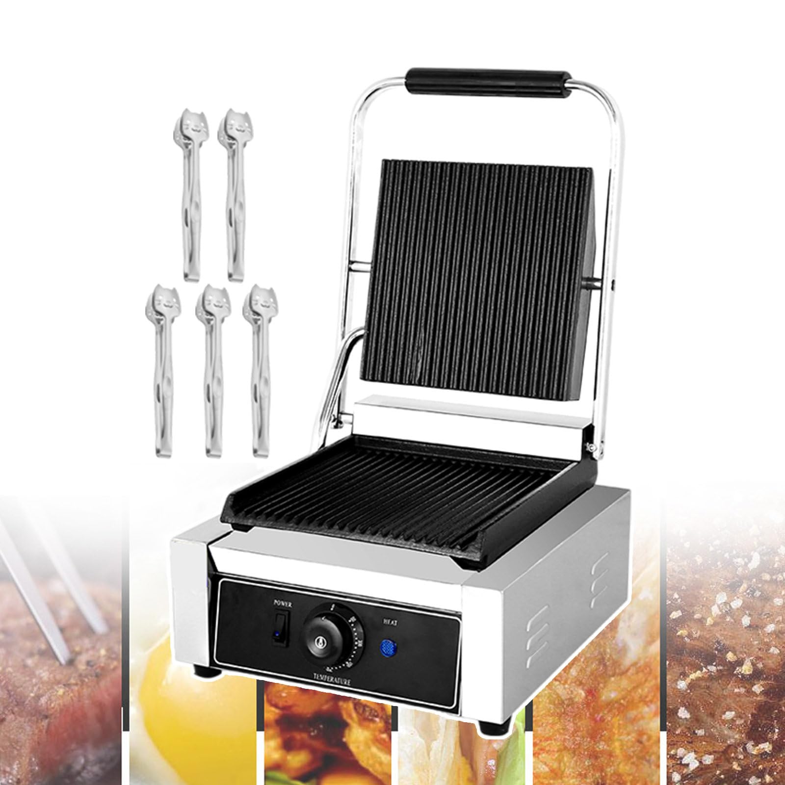 Elektryczny Toster Do Kanapek I Opiekacz Do Głębokich Tostów, Komercyjny Grill Do Kanapek, Opiekacze Do Kanapek I Prasy Do Chleba Z Płytami Nieprzywierającymi, Stal Nierdzewna,1800W