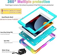 Vista 3 de Funda BMOUO para iPad de 9ª/8ª/7ª Generación de 10.2", con Soporte Giratório 360 Anti-choque, Correa para Hombro y Mano, Funda para iPad de 9ª/8ª/7ª