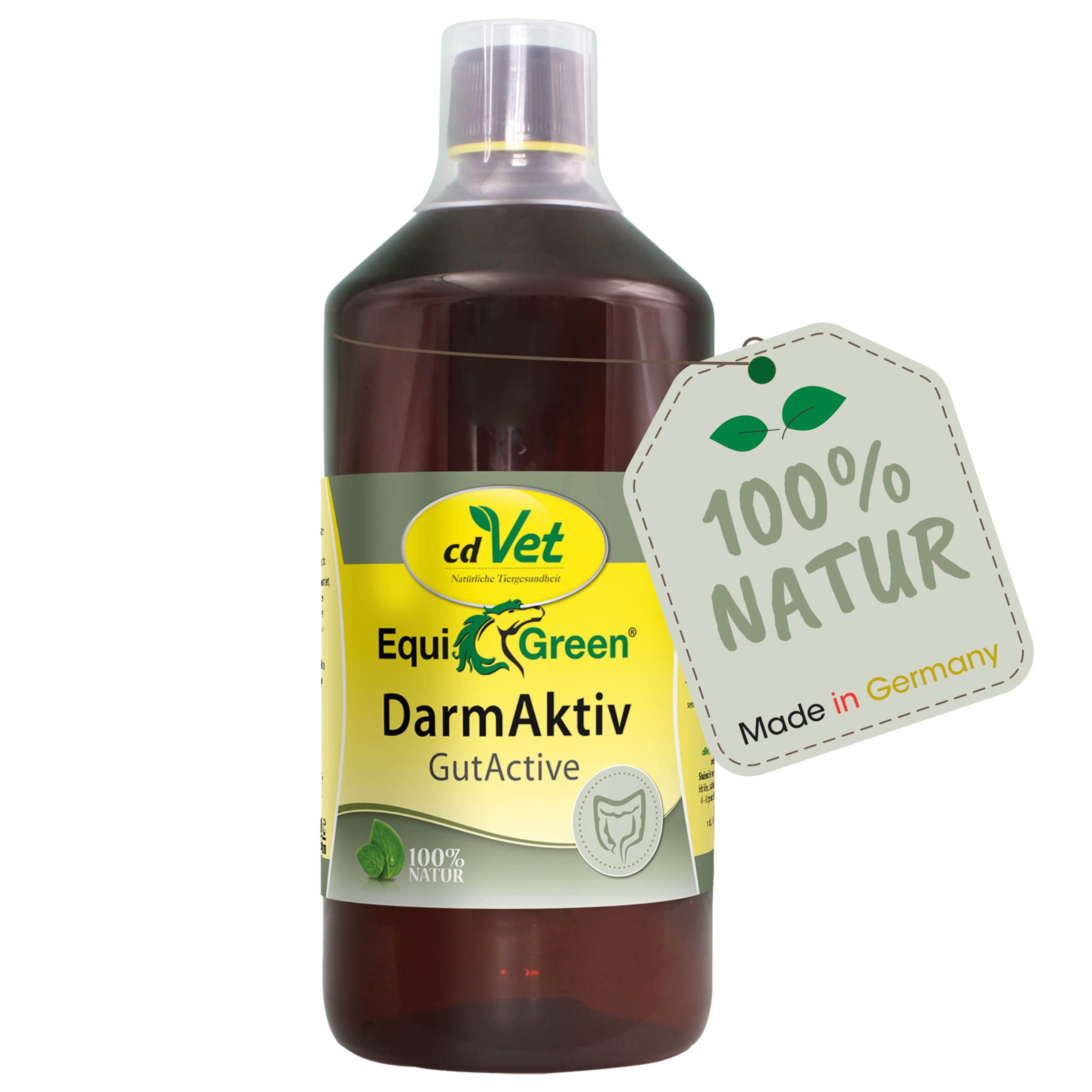 cdVet Naturprodukte EquiGreen GutActive Horse 1 Litro - Supporto della Condizione intestinale - Problemi digestivi - Flora intestinale - preziosi acidi lattici + antiossidanti + enzimi + vitamine -