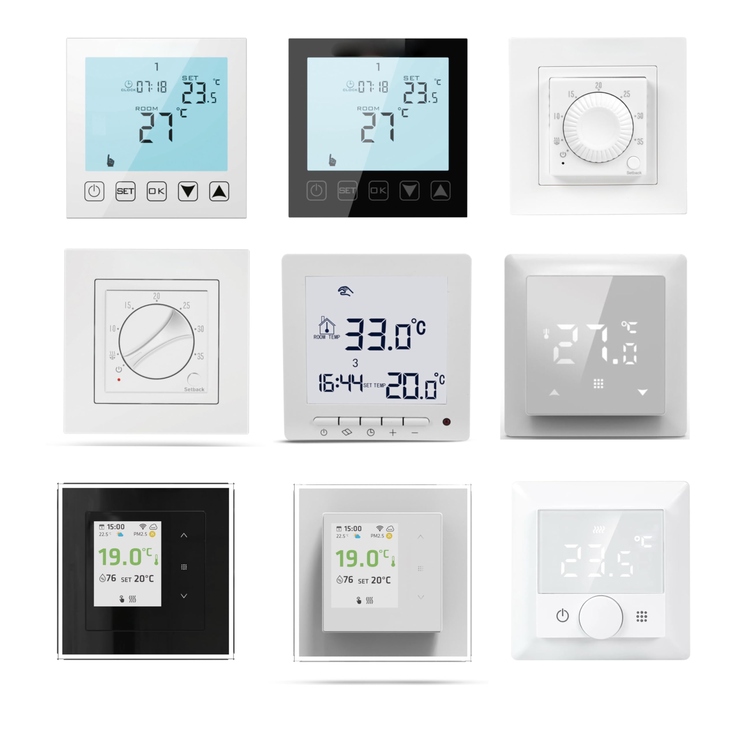 Raumthermostat Touchscreen für Heizung – WLAN & Standard Modelle – Intelligente Temperatursteuerung Zuhause (TF-H6 WiFi)