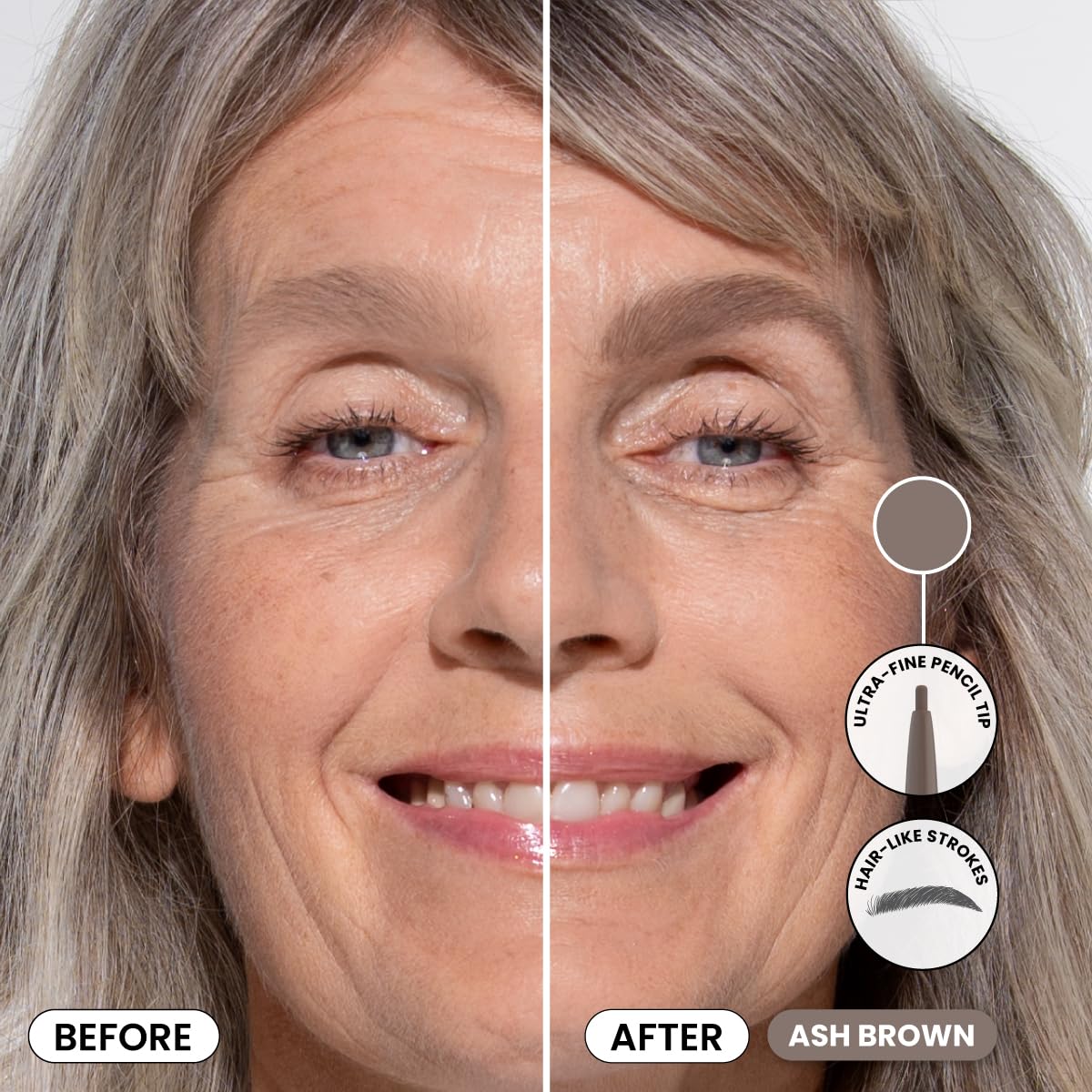 Prime Prometics PrimeBrow Pencil for Mature Women – Ultra-Precise Tip for Natural, Hair-Like Strokes – Smudge-Proof & Long-Lasting Wear – Great for Thinning, Sparse, or Graying Brows (Ash Brown) - Image 2