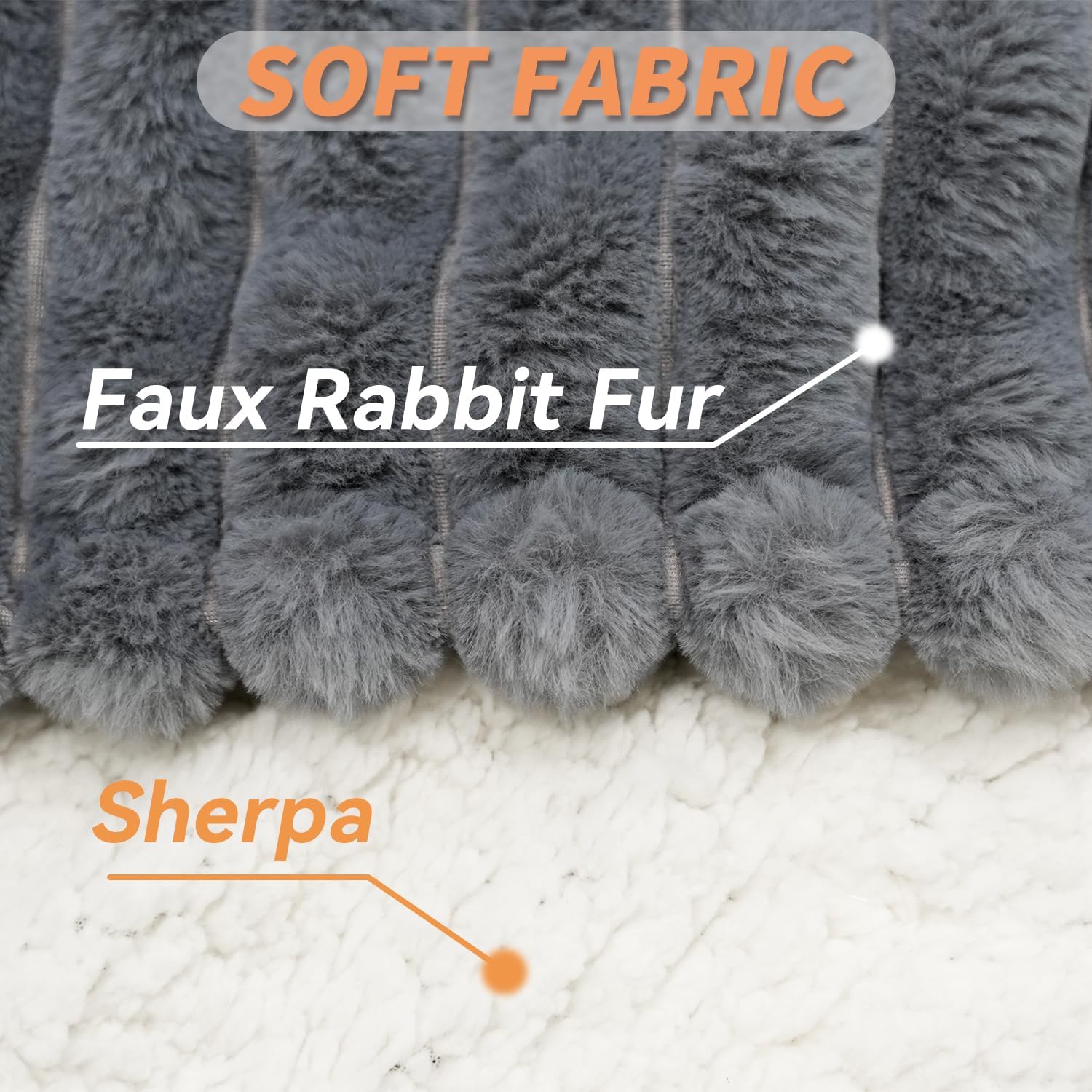 Heated Blanket Queen 84" x 90" Faux Fur & Sherpa Electric Blanket Queen Size with 10 Heating Levels & 1-12 Hours Auto Off, Soft Cozy Heating Blanket Machine Washable, Grey - Image 2