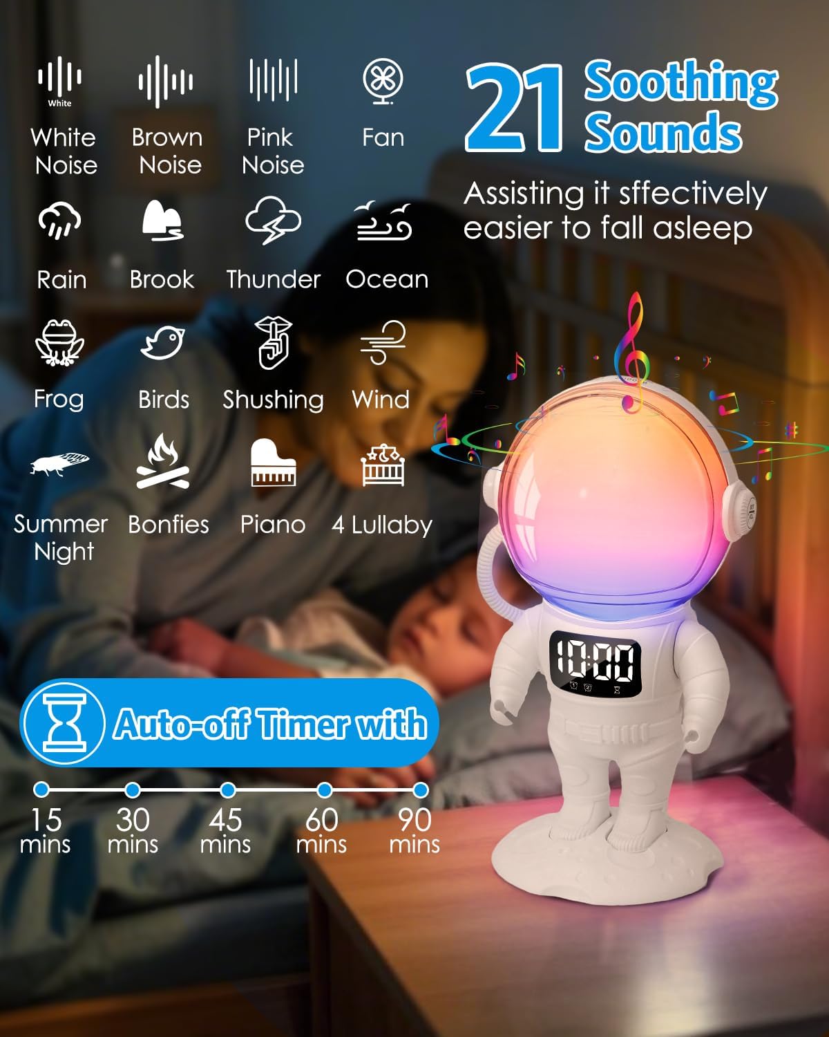 AMIR Wake Up Light Sunrise Alarm Clock for Kids, Bluetooth Speaker Wake Up Light Alarm Clock for Christmas Gifts, 21 Natural Sounds, 22 Lighting Modes, Night Lights with Dual Alarm, Snooze