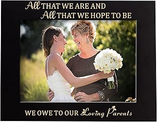 XJF Wedding Gift for Parents from Bride & Groom, Wedding Gift for Mother & Father In Laws, All that We Are and All that We Hope to Be - Engraved Wedding Picture Frame, 5x7- Horizontal
