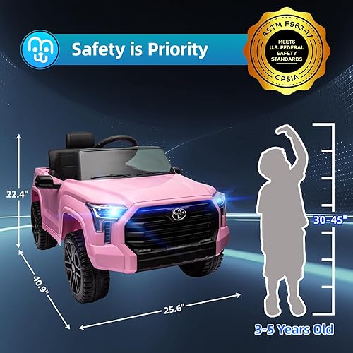 Miniatura 6 de Toyota Tundra - Auto eléctrico con licencia para niños, batería de 12 V, 7 Ah, auto eléctrico para niños, camión, maletero, control remoto,