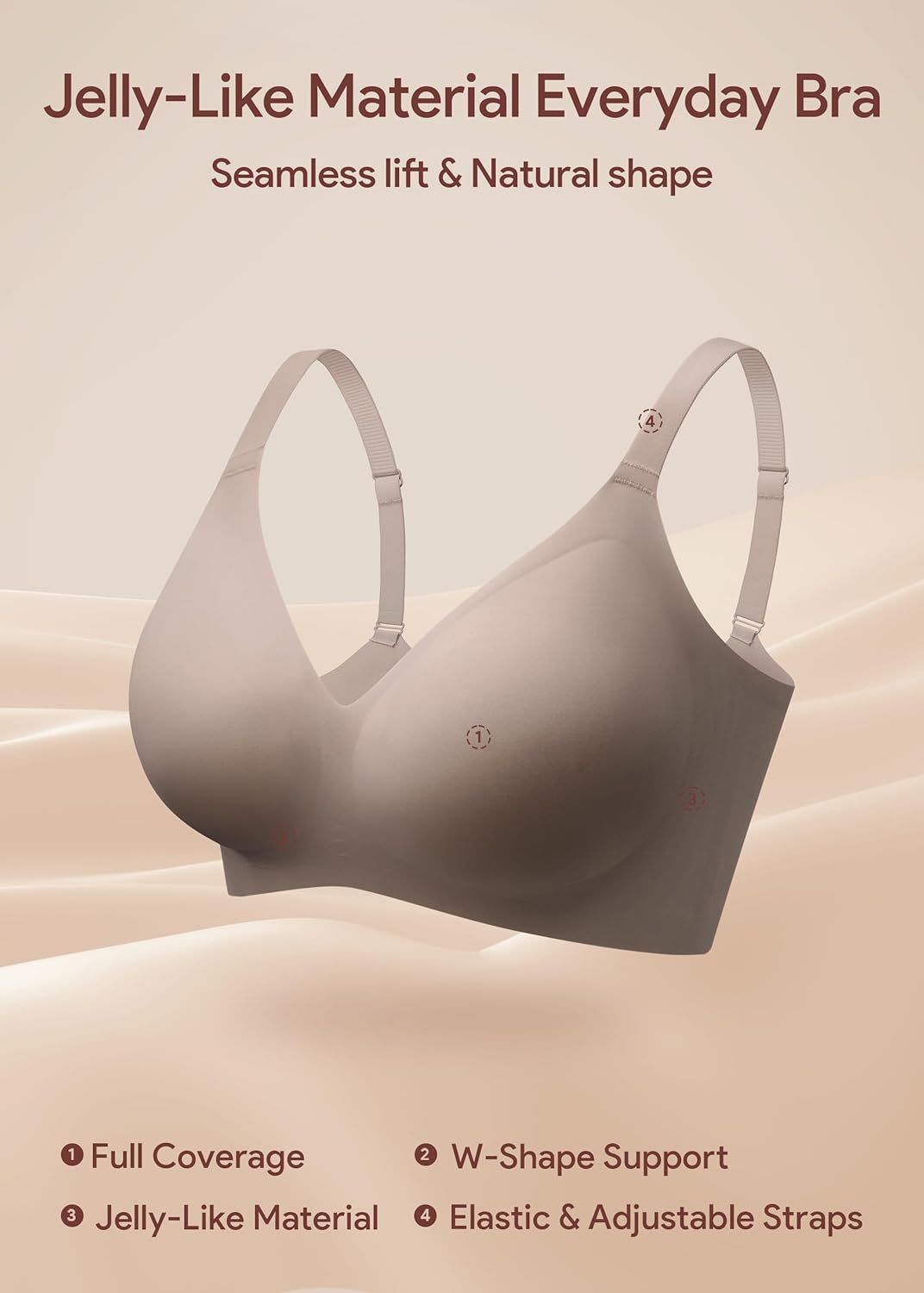 Women's Wireless Seamless Bra Ultra-Soft Push Up Full Coverage Bralette Everyday Comfort & Support - Image 3