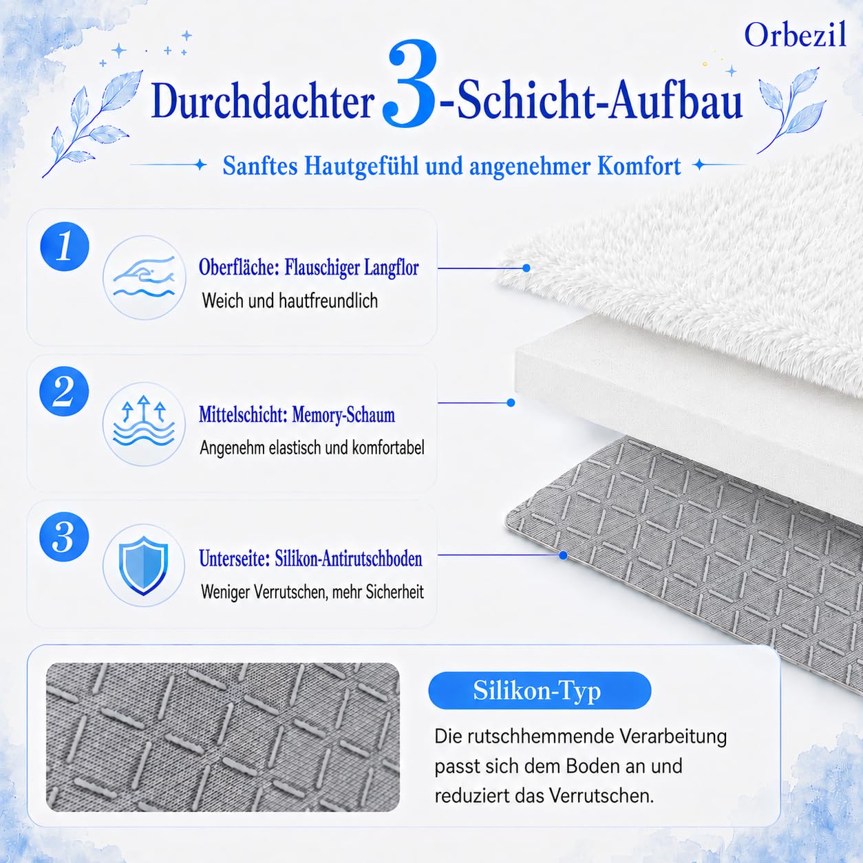 Hochflor Teppich Weiß 200 x 300 cm, Flauschiger Waschbarer Shaggy Teppich mit Anti-Rutsch-Unterseite, Leichtgewichtiger Langflor-Kuschelteppich für Wohnzimmer, Schlafzimmer und Kinderzimmer