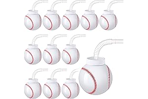 10oz Plastic Reusable Novelty Baseball Cup/Lid/Straw Set