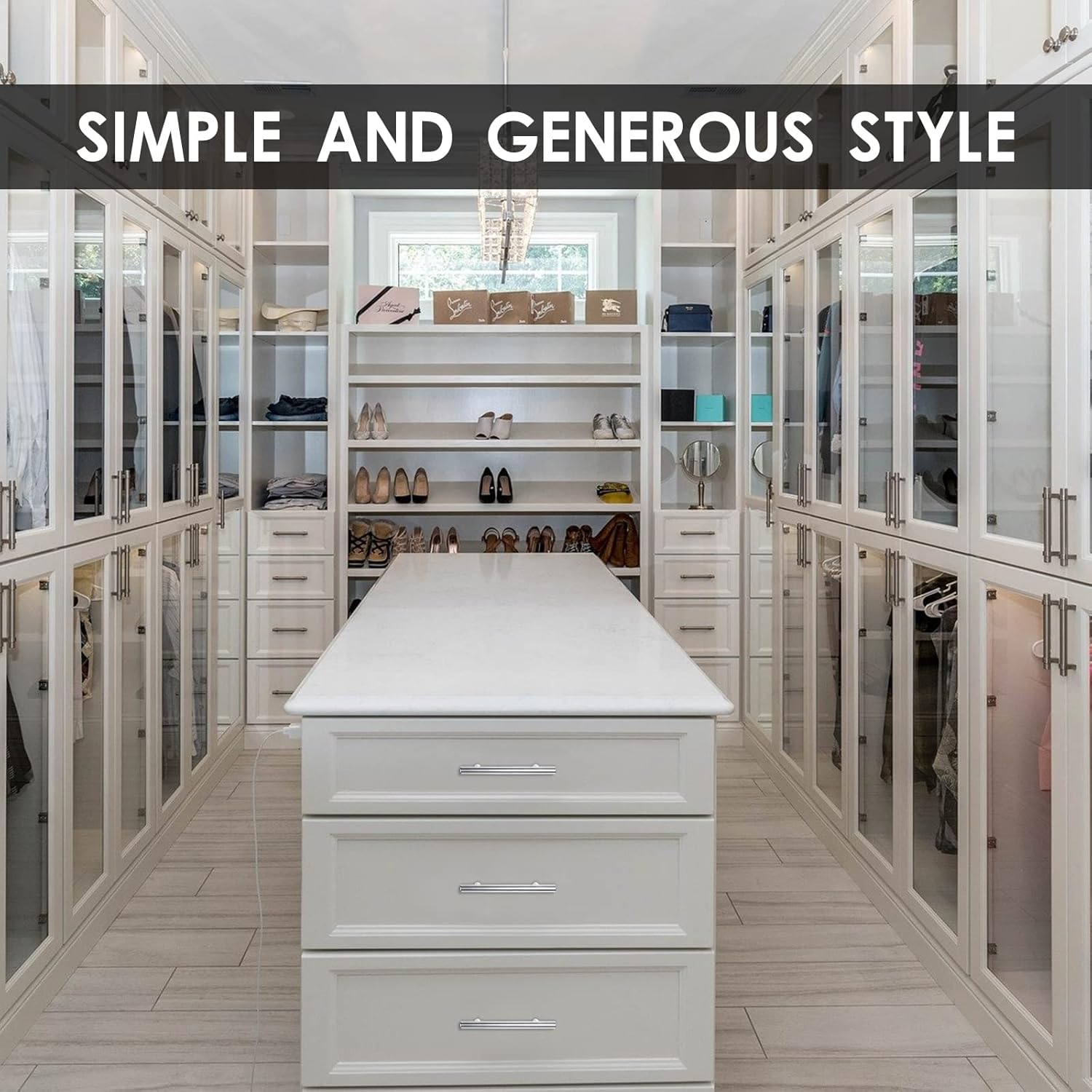 Nuogo 50 Pack 6 Inch Brushed Cabinet Pulls Kitchen Stainless Steel Drawer Handles 3-3/4 Hole Center Bar Cabinet Hardware Silver Drawer Handles for Door Furniture