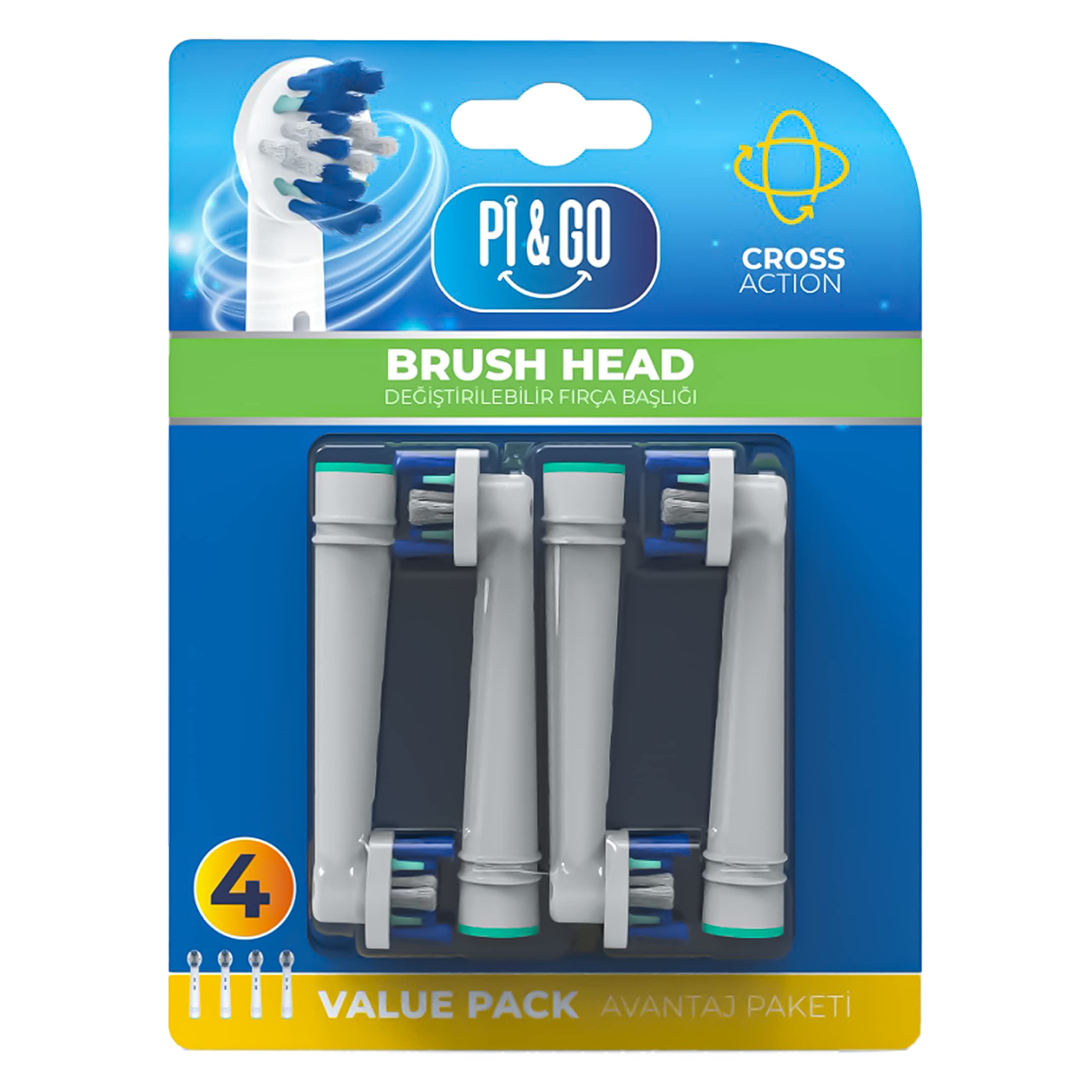 Pi&Go Oral B Şarjlı Diş Fırçası Uyumlu Yedek Başlık - Elektrikli Diş Fırçası Yedek Başlığı, 4 Adet