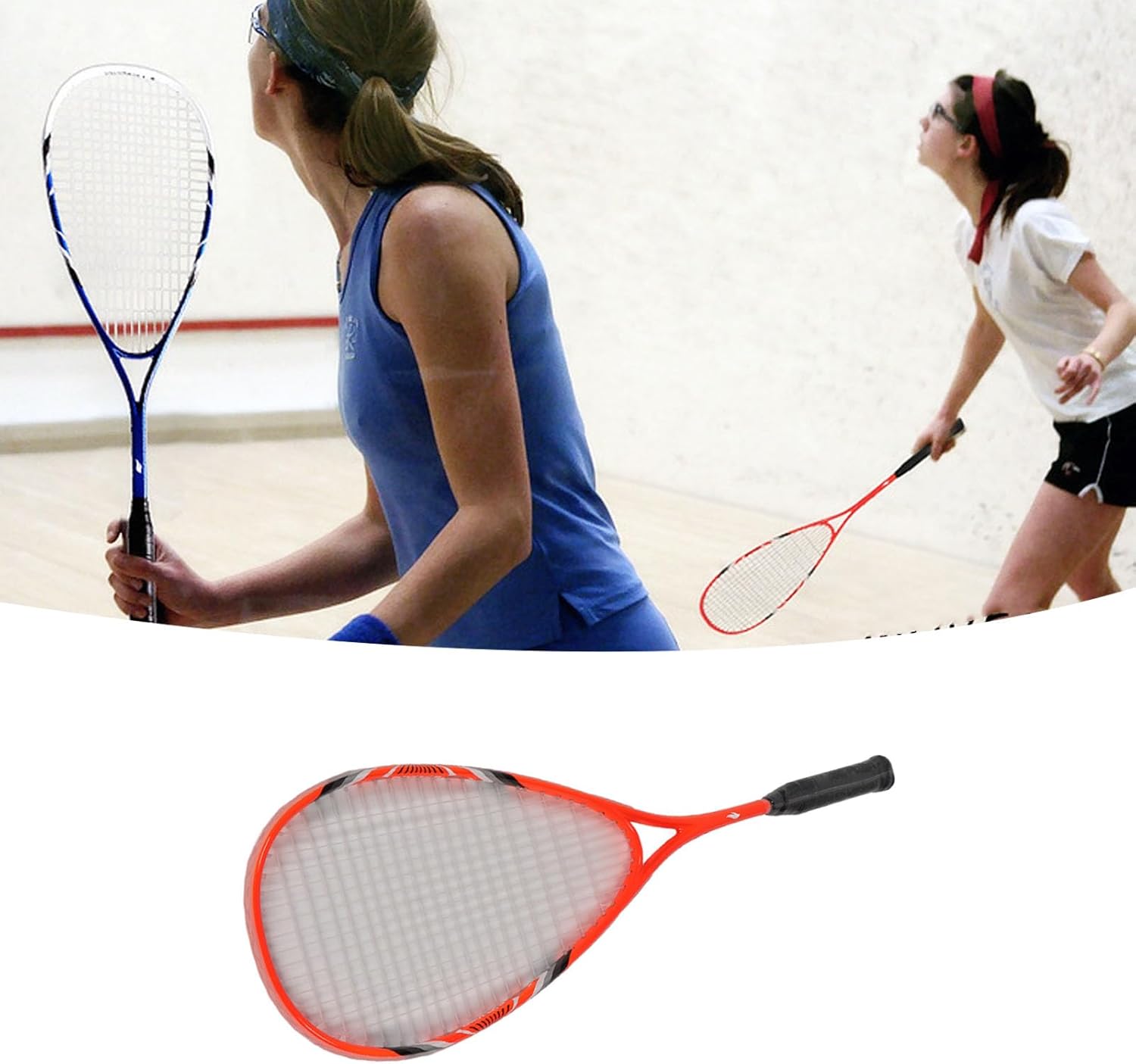 Squash Racket Lightweight Carbon Aluminium Alloy School Set with Transparent Strings Oversized Face for Gym Playground