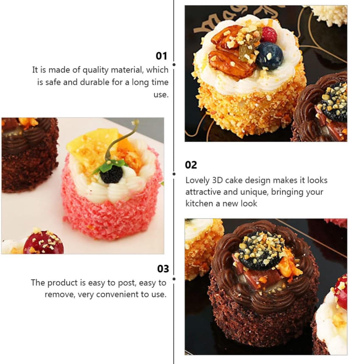 6pcs Refrigerator Magnet 3D Cake Resin Fridge Decoration Photo Prop image 3