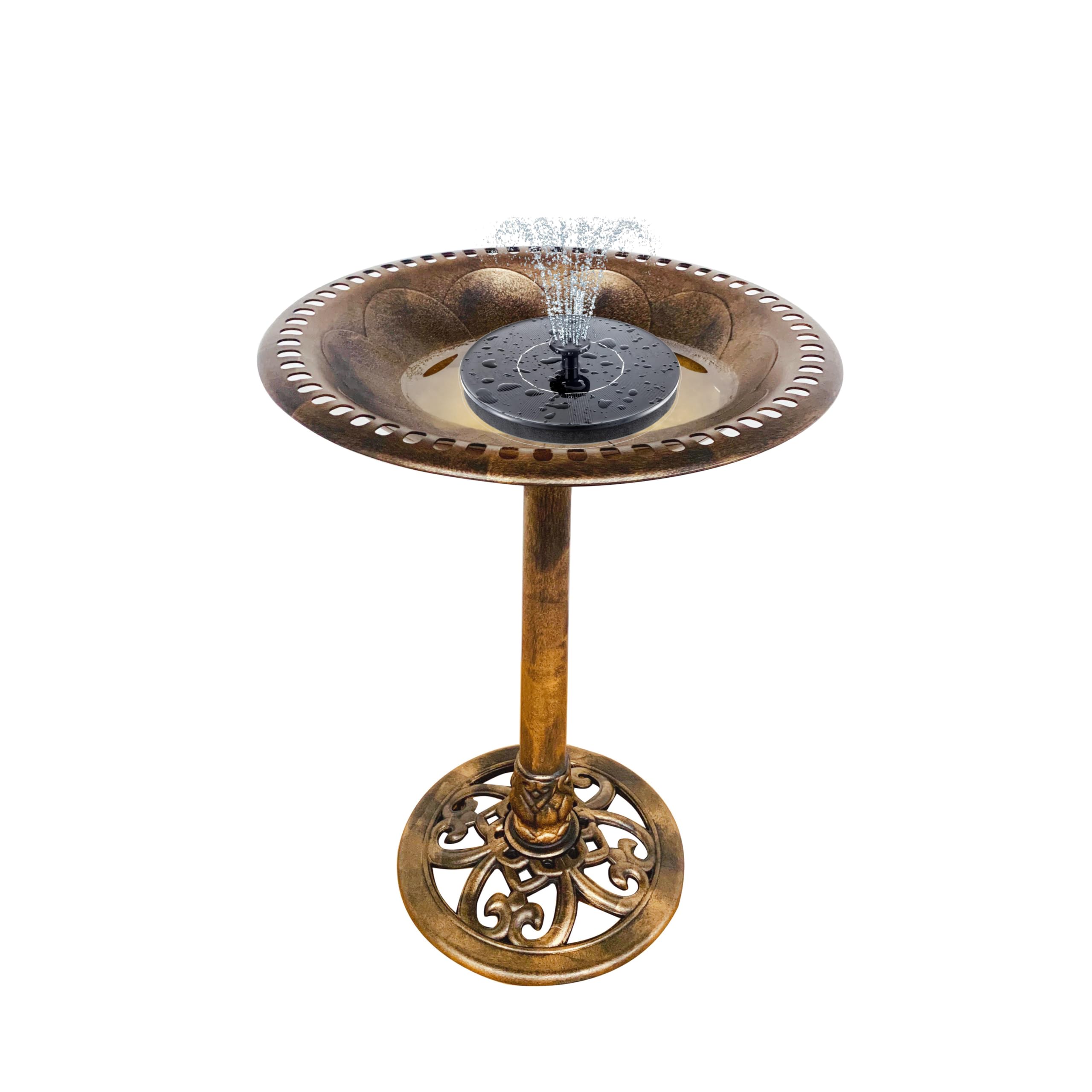 BTEXPERT 28" Height Pedestal Outdoor Garden Bird Bath Decorative Accents Yard Statue Feeder Patio Decor Vintage Bronze Birdbath Planter Fillable Stand