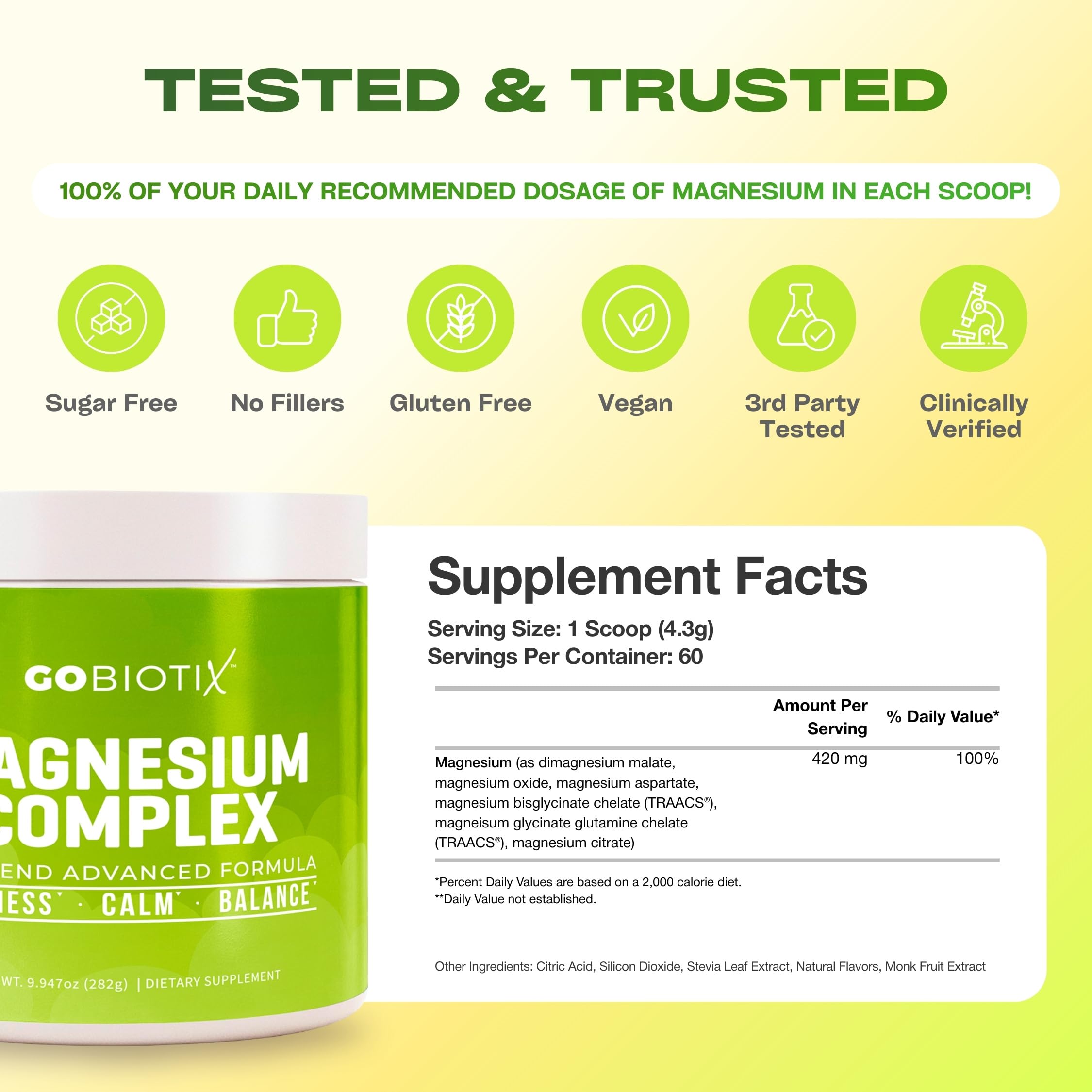 GOBIOTIX Magnesium Glycinate Powder – 6-Form Magnesium Complex: Malate, Citrate & More – Sleep, Stress & Calm Support for Women & Men – High Absorption, Sugar Free – 420mg, 60 Servings (Lemon Lime) — Amazon image 7