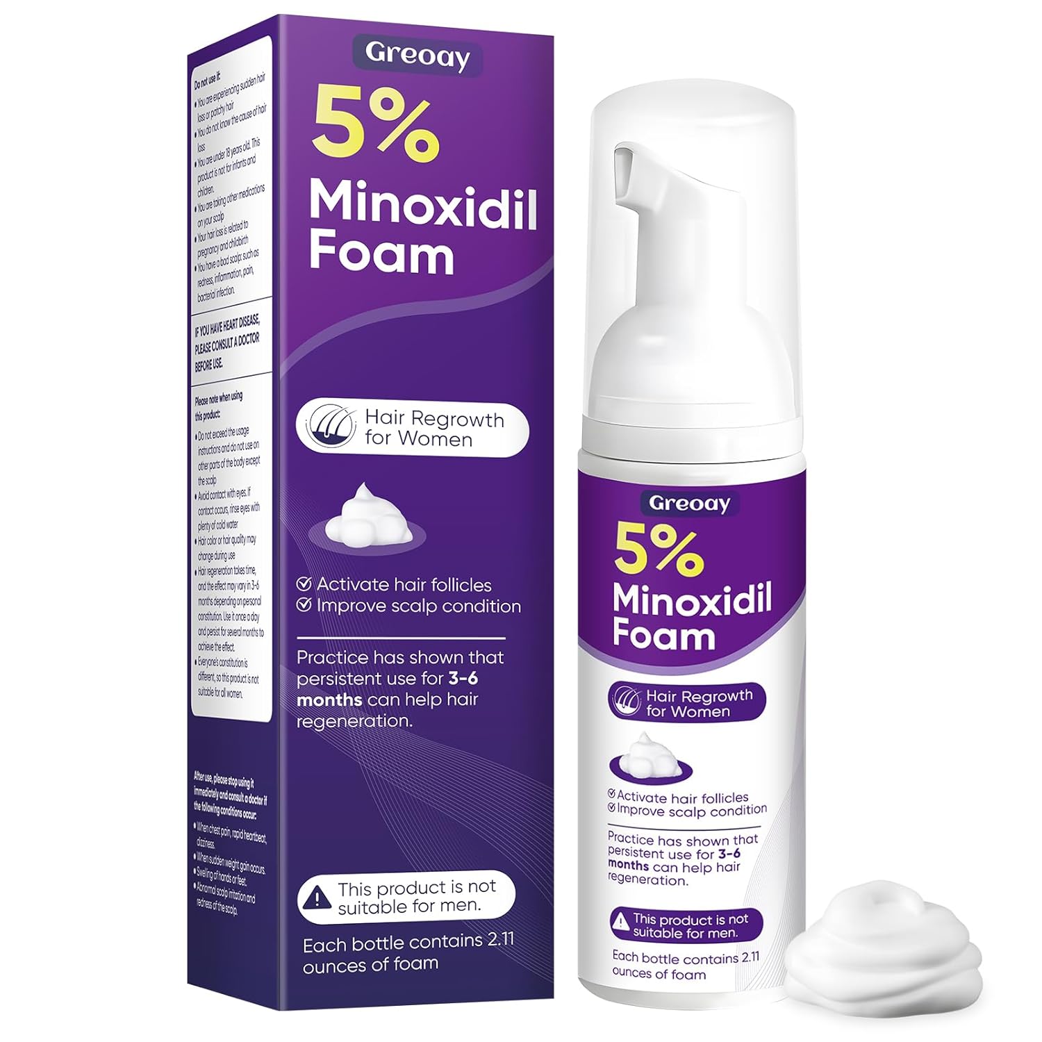 5 Minoxidil Foam for Women Hair Growth Foam 1 Bottles