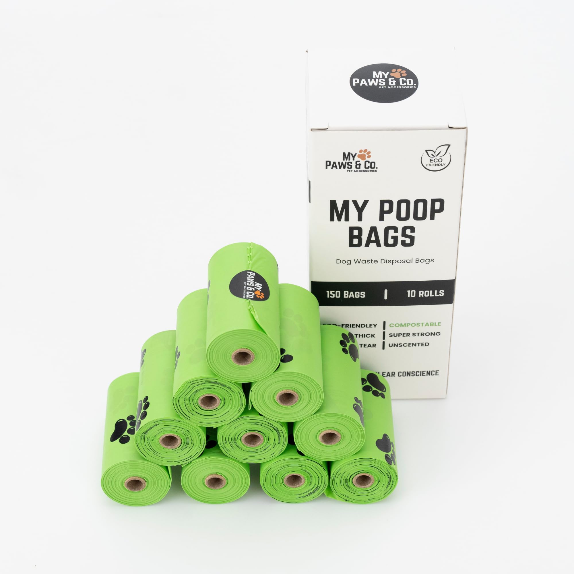 Compostable Dog Poo Bags, Eco-Friendly, Extra Thick, Super Strong, 10 pack, Unscented