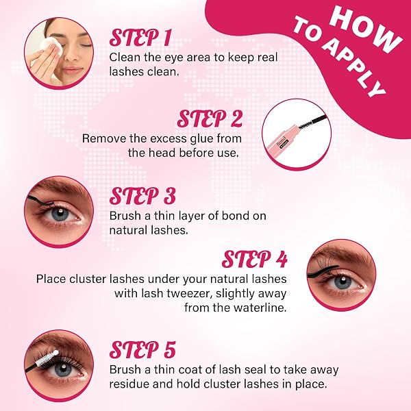 𝐏𝐑𝐎 DIY Wimpernverlängerung Kit, individuelle Wimpern Kit mit 200 Pcs 40D Cluster Wimpern Bindung und Siegel, Wimpern Applikator Einsteiger-Kit (40D DIY Lash Kit-A) - 5