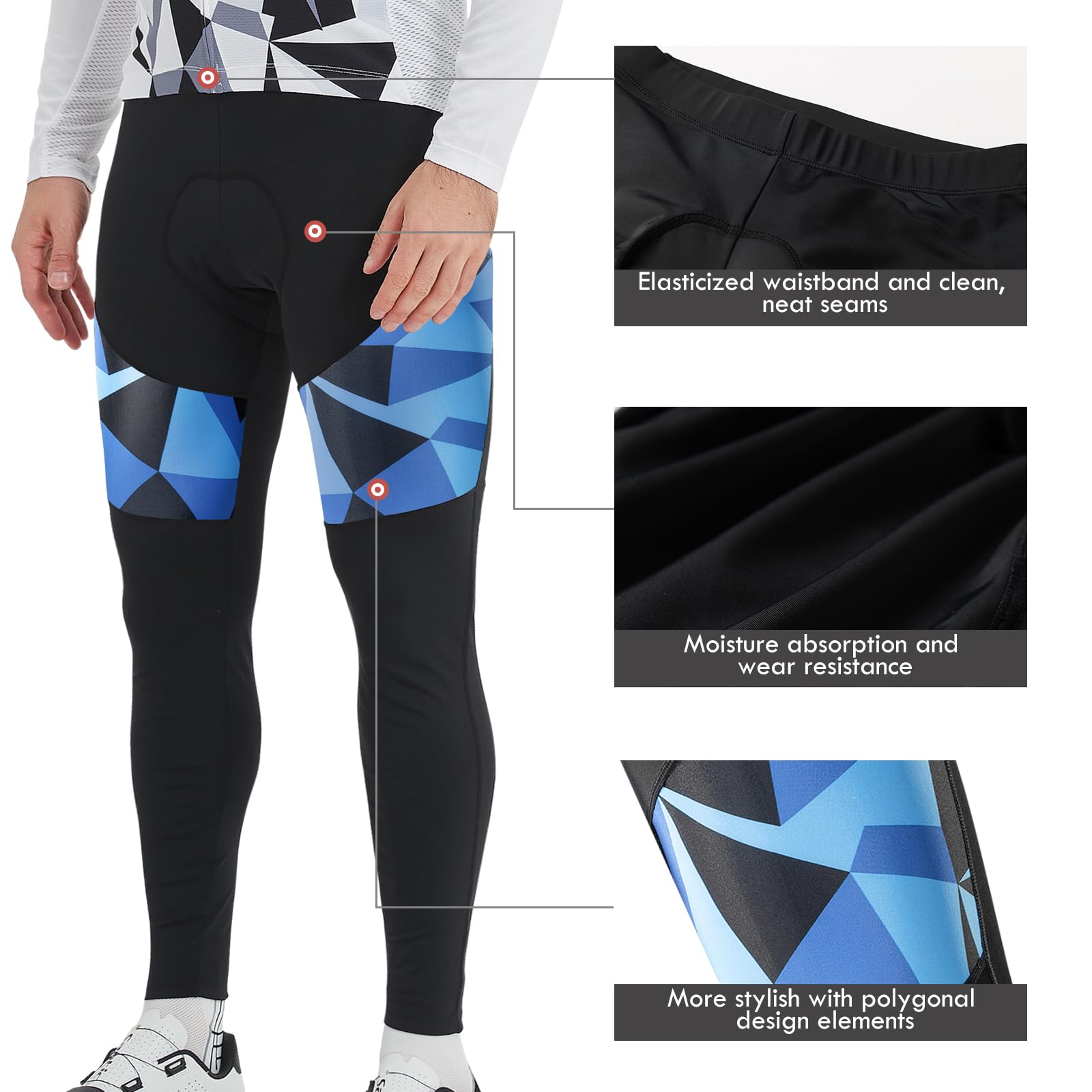 Santic Pantalon de Cyclisme Long rembourré pour Homme avec Rembourrage de l'assise