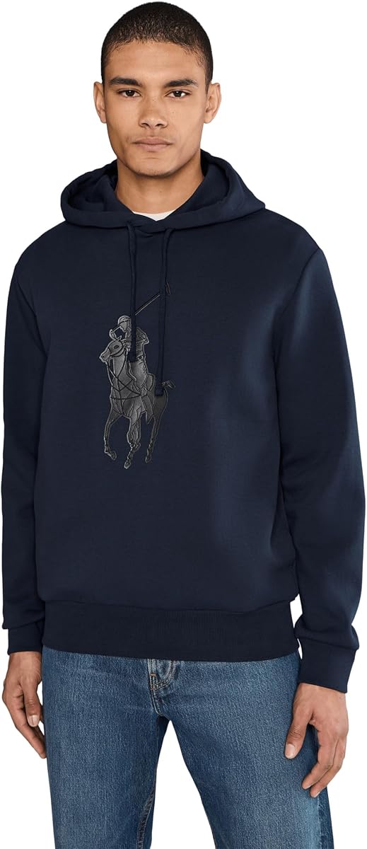 POLO RALPH LAUREN Leather-Pony Double-Knit Hoodie