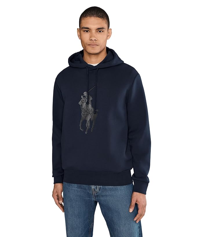 Men's Polo Ralph Lauren Leather-Pony Double-Knit Hoodie | 6pm
