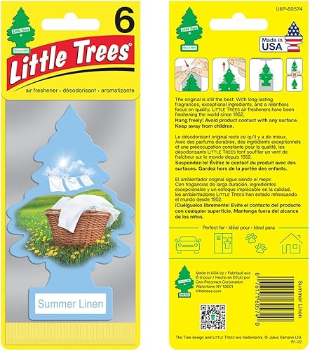 Miniatura 3 de LITTLE TREES - Ambientadores para auto, árbol colgante que proporciona un aroma a vainilla de larga duración, Summer Linen, 24 ambientadores
