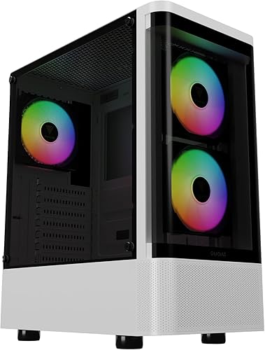 Miniatura 10 de GAMDIAS Estuche de PC de Torre Media ATX Blanco RGB para Juegos con Panel Lateral de Vidrio Templado y Filtro Magnético para Polvo y 3 Ventiladores