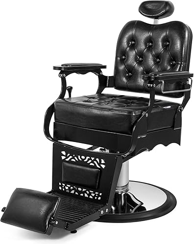 Artist hand Silla de peluquero vintage resistente hidráulica reclinable, sillas de peluquería clásicas para estilista, silla de tatuaje, equipo de