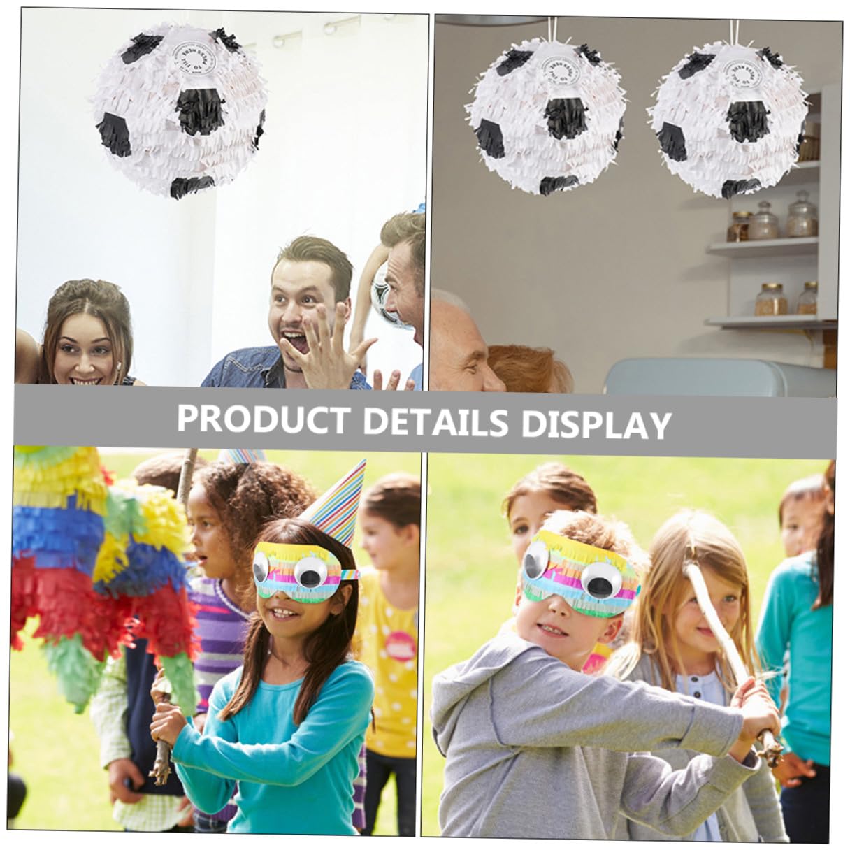 Veemoon Piñata de Fútbol de Papel Decorativo para Fiesta Infantil con Palo y Venda Juego de 3 Piezas para Entretenimiento y Diversión en Cumpleaños